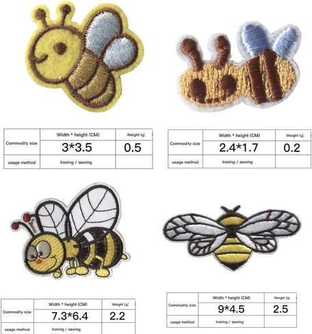 17 قطعة من الرقع المطرزة على شكل نحلة لطيفة، رقعة على شكل حيوانات كرتونية، مطرزة للخياطة/الحديد على بقع حرفية مطرزة يدويًا، لملابس الأطفال، قبعات وسترات وقمصان in Kuwait