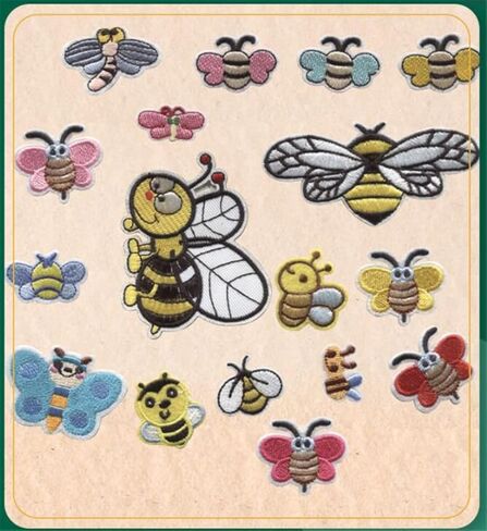 17 قطعة من الرقع المطرزة على شكل نحلة لطيفة، رقعة على شكل حيوانات كرتونية، مطرزة للخياطة/الحديد على بقع حرفية مطرزة يدويًا، لملابس الأطفال، قبعات وسترات وقمصان in Kuwait