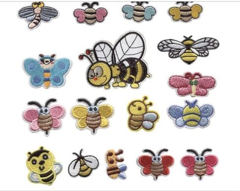 17 قطعة من الرقع المطرزة على شكل نحلة لطيفة، رقعة على شكل حيوانات كرتونية، مطرزة للخياطة/الحديد على بقع حرفية مطرزة يدويًا، لملابس الأطفال، قبعات وسترات وقمصان in Kuwait