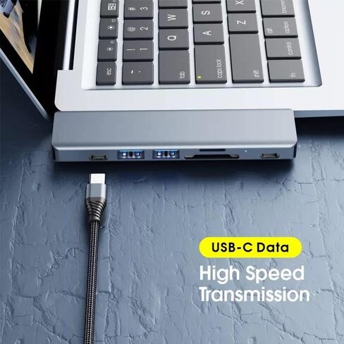 محول USB C Hub رفيع لجهاز MacBook Pro Air 7 في 1 ملحقات USB-C متعددة المنافذ مع 2 3.0، قارئ بطاقة TF/SD، منفذ، Thunderbolt 3، و4K HDMI، ألومنيوم رمادي، لـ 2022-2018 M1 M2 13 14 16 Mac in Saudi Arabia