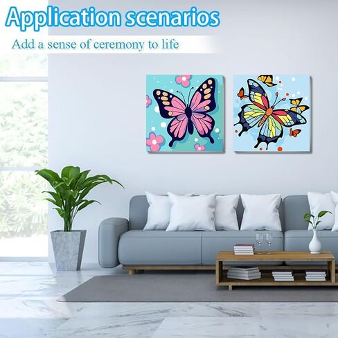 nekpiahu 2 Framed Butterfly Paint by Numbers Kit for Kids - Kids paint by Number Kits Age 5-8-12, Easy Acrylic Oil Paint by Number for Kids 8x8inch in Saudi Arabia