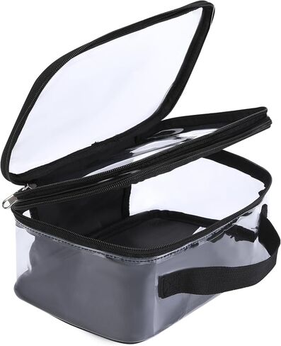 Large clear travel pouch,TSA approved toiletry reusable organizer with zipper proof purse makeup case carry On (Pink) in Saudi Arabia
