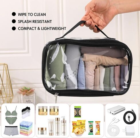 Large clear travel pouch,TSA approved toiletry reusable organizer with zipper proof purse makeup case carry On (Pink) in Saudi Arabia