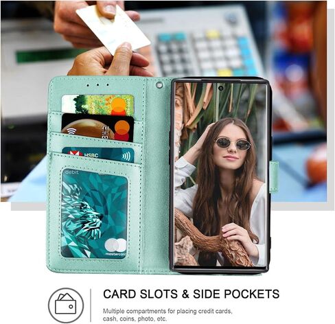 Samsung Galaxy Note 9 Wallet Case, [RFID Blocking] 3 Card Holder Stand with Credit Card Slot PU Leather Magnetic Protective Flip Cover for Note 9 (Dark Purple) in Saudi Arabia