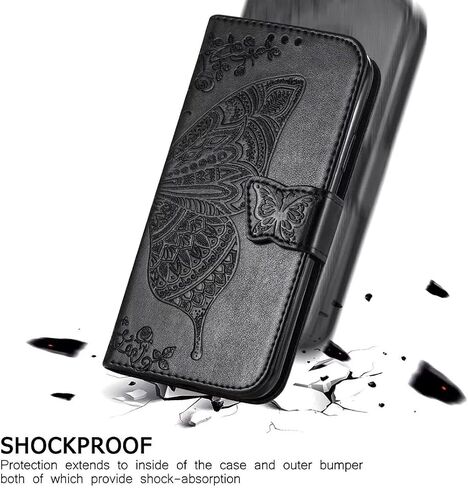 Wallet Case for Galaxy A52 4G/5G,PU Leather Flip Case Cover with Wrist Strap Cash Credit Card Slots Holder Pocket Emboss Butterfly Flower Protective Case for Samsung Galaxy A52 4G/5G Blue in Saudi Arabia