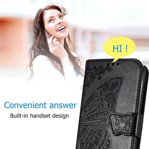 Wallet Case for Galaxy A52 4G/5G,PU Leather Flip Case Cover with Wrist Strap Cash Credit Card Slots Holder Pocket Emboss Butterfly Flower Protective Case for Samsung Galaxy A52 4G/5G Blue in Saudi Arabia