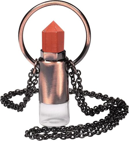 قلادة على شكل زجاجة عطر كريستال جمشت مدببة للنساء والرجال، ناشر قنينة زيت أساسي من حجر الشفاء مع كرة دوارة in Kuwait