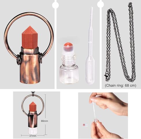 قلادة على شكل زجاجة عطر كريستال جمشت مدببة للنساء والرجال، ناشر قنينة زيت أساسي من حجر الشفاء مع كرة دوارة in Kuwait