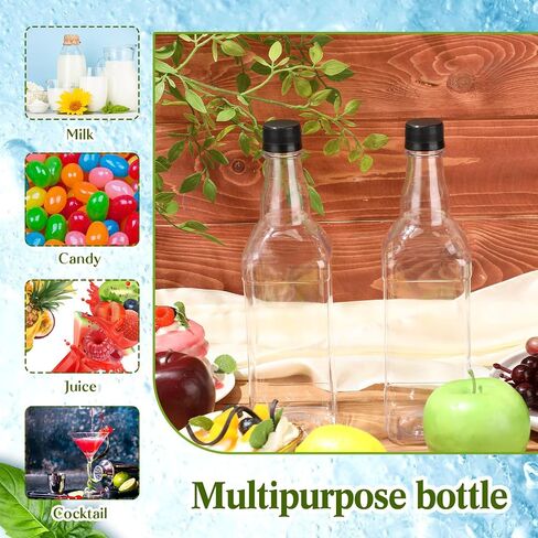 Dandat 6 Packs 800ml Plastic Empty Syrup Bottles with Lids and Pourers Speed Pour Long Neck Bottles Bulk Pour Containers for Oil Juice Syrup Coquito Drink for Kitchen Bar Holiday Drink Party in Saudi Arabia