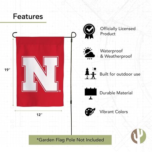 لافتة علم حديقة صبار الصحراء بجامعة نبراسكا من Huskers GBR NU Huskers 100% بوليستر (تصميم D) in Saudi Arabia