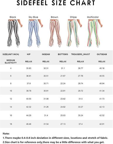Sidefeel Womens Striped Bell Bottom Jeans Raw Hem Flared Denim Pants in Saudi Arabia