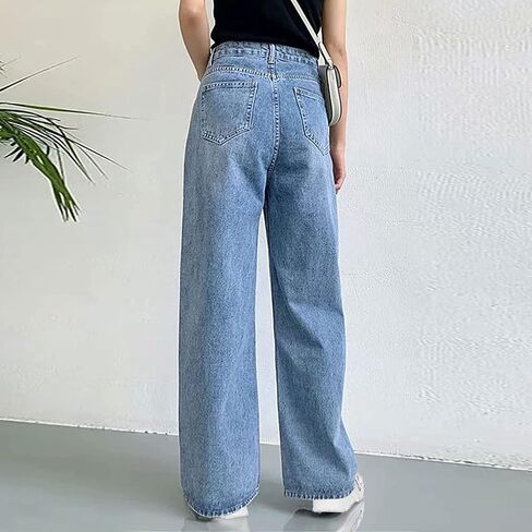 Women Baggy Wide Leg Jeans High Waist Boyfriend Jeans Straight Leg Loose Trousers Y2k Streetwear Pants for Women. in Saudi Arabia
