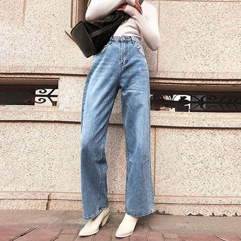 Women Baggy Wide Leg Jeans High Waist Boyfriend Jeans Straight Leg Loose Trousers Y2k Streetwear Pants for Women. in Saudi Arabia
