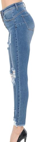 WAX JEAN Women's 'Butt I Love You' High Rise Push Up Jeans - Vintage-Inspired Exposed Button Skinny Denim in Kuwait