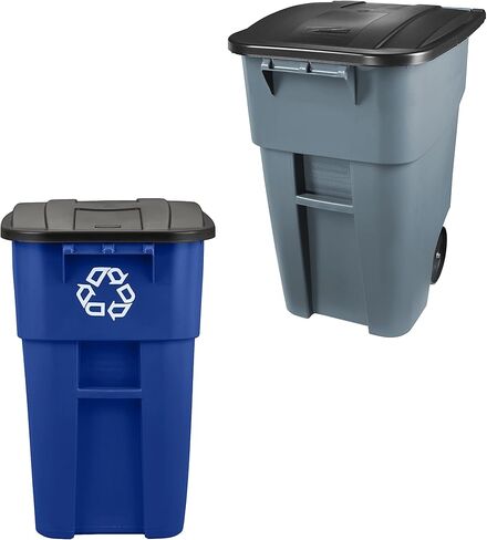Rubbermaid Commercial Products Brute Rollout Plastic Trash/Garbage Can/Bin with Wheels, 65 GAL, for Restaurants/Hospitals/Offices/Back of House/Warehouses/Home, Gray (FG9W2100GRAY) in Saudi Arabia
