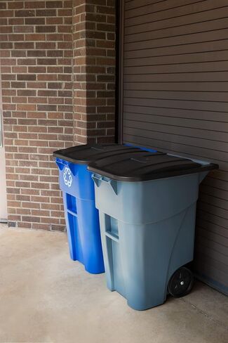 Rubbermaid Commercial Products Brute Rollout Plastic Trash/Garbage Can/Bin with Wheels, 65 GAL, for Restaurants/Hospitals/Offices/Back of House/Warehouses/Home, Gray (FG9W2100GRAY) in Saudi Arabia