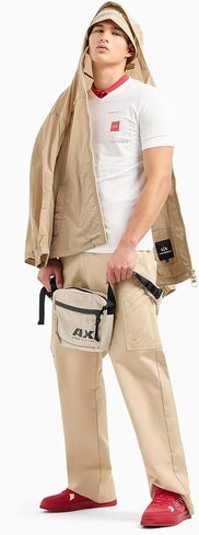 تي شيرت A｜X ARMANI EXCHANGE للرجال ذو قصة ضيقة ورقبة على شكل حرف V من القطن بشعار قابل للتمدد in Kuwait