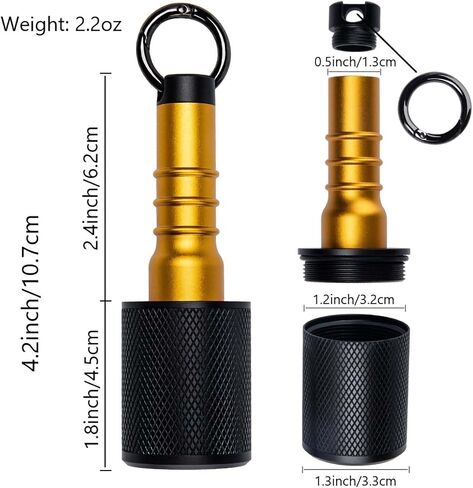 Metal Waterproof Pill Container for Travel, Portable Small Pill Box for Keychain, Black & Gold Pill Bottle EDC for Outdoor Vacation, 2 Compartment Medicine Pill Organizer for Men Gifts. in Saudi Arabia