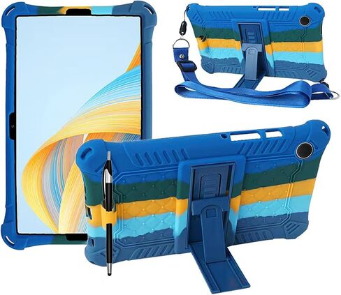 Tablet Case for Samsung Galaxy Tab A9 8.7 Inch 2023 Model (SM-X110/X115/X117),Soft Anti-Stress Silicone Case with Adjustable Height Stand/Pencil Holder/Shoulder Strap/Pen for Galaxy (Colorful Blue) in Saudi Arabia