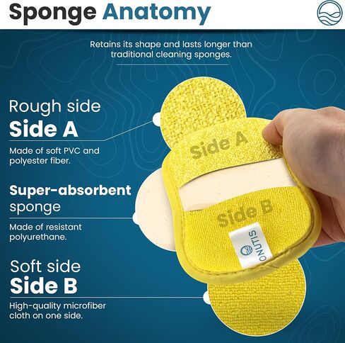 Washable Sponges for Dishes Pack of 5 - Kitchen Sponges Reusable - Microfiber and Scrubbers - Size 6.3" X 3.1" x 0.8" in Saudi Arabia