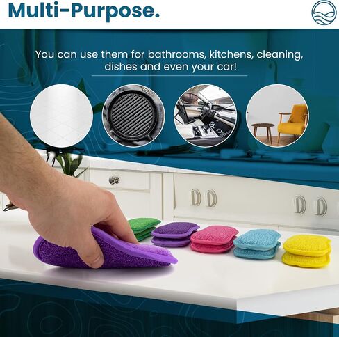 Washable Sponges for Dishes Pack of 5 - Kitchen Sponges Reusable - Microfiber and Scrubbers - Size 6.3" X 3.1" x 0.8" in Saudi Arabia
