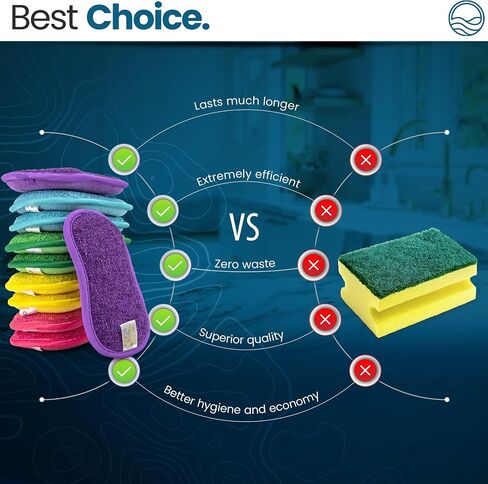 Washable Sponges for Dishes Pack of 5 - Kitchen Sponges Reusable - Microfiber and Scrubbers - Size 6.3" X 3.1" x 0.8" in Saudi Arabia