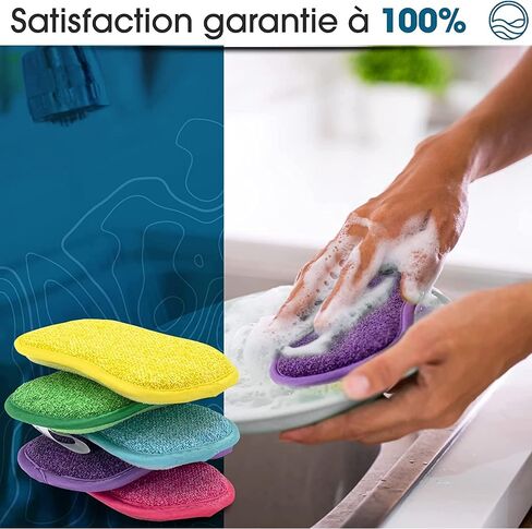 Washable Sponges for Dishes Pack of 5 - Kitchen Sponges Reusable - Microfiber and Scrubbers - Size 6.3" X 3.1" x 0.8" in Saudi Arabia