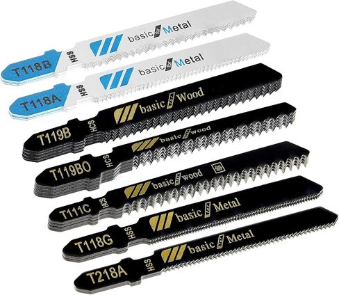 12 قطعة من شفرات المنشار، مجموعة شفرات المنشار مع حافظة T111C T118A T118B T118G T119B T119BO T218A شفرات منشار الحرفي شفرات المنشار الطويلة لقطع المعادن الخشبية in Saudi Arabia