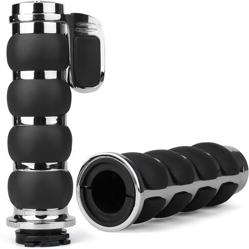 مقابض يد للدراجة النارية مقاس 1 بوصة مطاط عالمي غير قابل للانزلاق لدراجات Harley Davidson Street Glide Sportster 883 Honda Yamaha سوزوكي Kawasaki Cruisers 25 مم مقود خانق مقابض كروم أسود in Kuwait