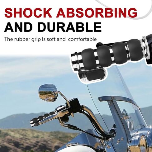 مقابض يد للدراجة النارية مقاس 1 بوصة مطاط عالمي غير قابل للانزلاق لدراجات Harley Davidson Street Glide Sportster 883 Honda Yamaha سوزوكي Kawasaki Cruisers 25 مم مقود خانق مقابض كروم أسود in Kuwait