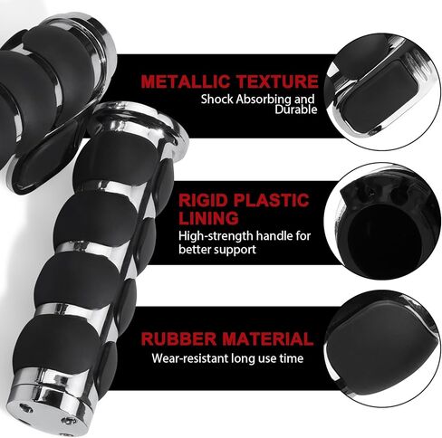 مقابض يد للدراجة النارية مقاس 1 بوصة مطاط عالمي غير قابل للانزلاق لدراجات Harley Davidson Street Glide Sportster 883 Honda Yamaha سوزوكي Kawasaki Cruisers 25 مم مقود خانق مقابض كروم أسود in Kuwait