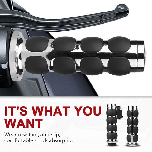 مقابض يد للدراجة النارية مقاس 1 بوصة مطاط عالمي غير قابل للانزلاق لدراجات Harley Davidson Street Glide Sportster 883 Honda Yamaha سوزوكي Kawasaki Cruisers 25 مم مقود خانق مقابض كروم أسود in Kuwait