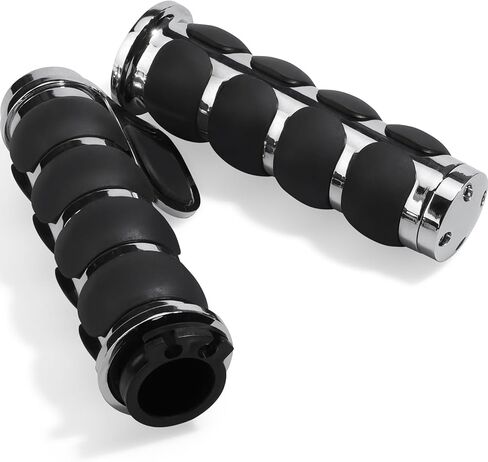 مقابض يد للدراجة النارية مقاس 1 بوصة مطاط عالمي غير قابل للانزلاق لدراجات Harley Davidson Street Glide Sportster 883 Honda Yamaha سوزوكي Kawasaki Cruisers 25 مم مقود خانق مقابض كروم أسود in Kuwait