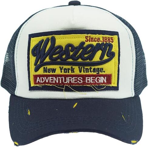 Half Mesh Baseball Cap Vintage Washed Denim Trucker Cap Embroidery Western Cotton Sun Hat Adjustable Unisex in Saudi Arabia