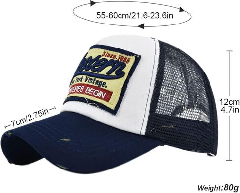 Half Mesh Baseball Cap Vintage Washed Denim Trucker Cap Embroidery Western Cotton Sun Hat Adjustable Unisex in Saudi Arabia