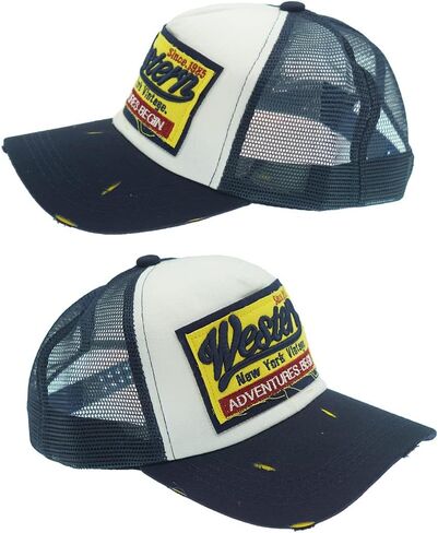 Half Mesh Baseball Cap Vintage Washed Denim Trucker Cap Embroidery Western Cotton Sun Hat Adjustable Unisex in Saudi Arabia