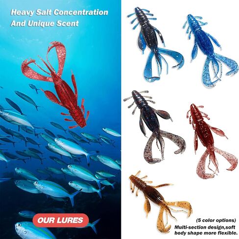 Crappie Lures Kit,Soft Plastic Fishing Lures,Weedless Worm for Bass,JoyFishing Curly-Tail Swim-Bait Fishing Lure,Power Bait Scent Fishing Soft Bait(10/20Pcs) in Saudi Arabia