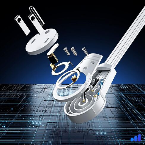 سلك تمديد مسطح يدور 360 درجة بحد أقصى 10 أقدام سلك تمديد مسطح تحت السجاد مع تصميم قابس نحيف موفر للمساحة، سلك تمديد منخفض (أبيض) in Kuwait