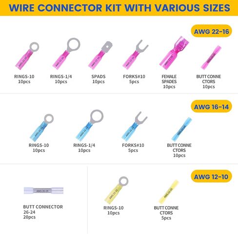 120PCS Heat Shrink Wire Connectors,Heat Shrink Butt Connector,Self-Welding Marine Waterproof and Wear-Resising Connector Terminal Insulation Ring Butt Connector in Saudi Arabia