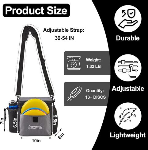 Disc Golf Bag, Disc Golf Starter Bag with Removable Padded Dividers, Lightweight and Water-resistant Fits Up to 13+ Discs, Great for Disc Golf Sports Beginners in Saudi Arabia