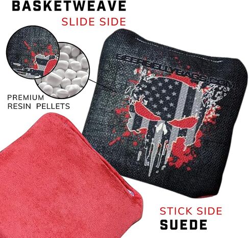 Cornhole - Competitive Series 8 Bags Resin Filled - Double Sided - Sticky Side | Slick Side - Basketweave in Saudi Arabia