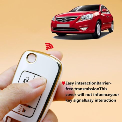 for Chevy Key Fob Cover Compatible with Chevrolet Equinox Camaro Cruze Malibu Impala Sonic GMC Terrain Buick Allure Encore Lacrosse Regal Verano TPU Car Key Case Shell with Metal Keychain (Grey White) in Saudi Arabia