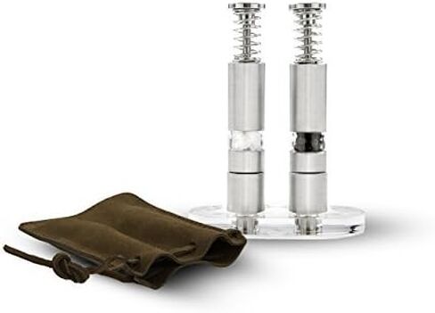 Travel Salt And Pepper Grinder Set, Grind Gourmet™ Original Pump & Grind Travel Gadgets, Spice Grinder, Pepper Mill, Small Salt Pepper Grinder, Free Pep Spice and Salt in Saudi Arabia