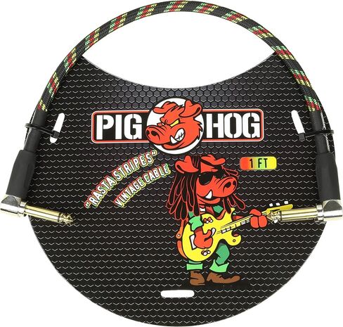 Pig Hog PCH1AGR Right-Angle 1/4" Amplifier Grill Instrument Patch Cable, 1 Foot in Kuwait