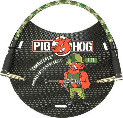 Pig Hog PCH1AGR Right-Angle 1/4" Amplifier Grill Instrument Patch Cable, 1 Foot in Kuwait