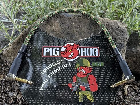 Pig Hog PCH1AGR Right-Angle 1/4" Amplifier Grill Instrument Patch Cable, 1 Foot in Kuwait