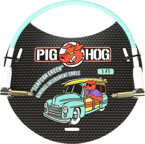 Pig Hog PCH1AGR Right-Angle 1/4" Amplifier Grill Instrument Patch Cable, 1 Foot in Kuwait
