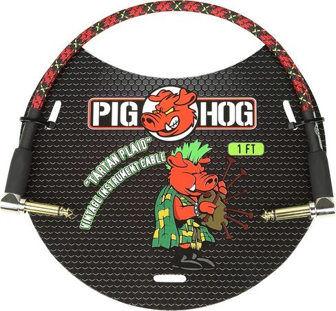Pig Hog PCH1AGR Right-Angle 1/4" Amplifier Grill Instrument Patch Cable, 1 Foot in Kuwait