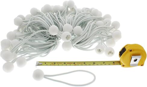 ABN Bungee Cords with Balls - 25 Pack Black Ball Bungee Cords - 6 Inch Ball Bungee Straps to Tie Down Tarps, Tents, Canopies, and Shelters in Saudi Arabia