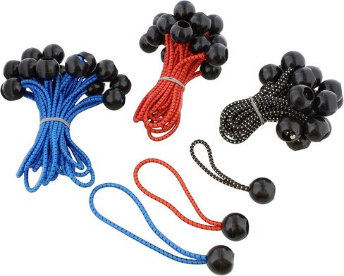 ABN Bungee Cords with Balls - 25 Pack Black Ball Bungee Cords - 6 Inch Ball Bungee Straps to Tie Down Tarps, Tents, Canopies, and Shelters in Saudi Arabia